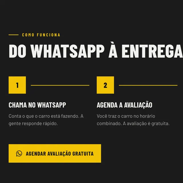 Casa da Direção: passos e botão de avaliação gratuita pelo WhatsApp no site no desktop