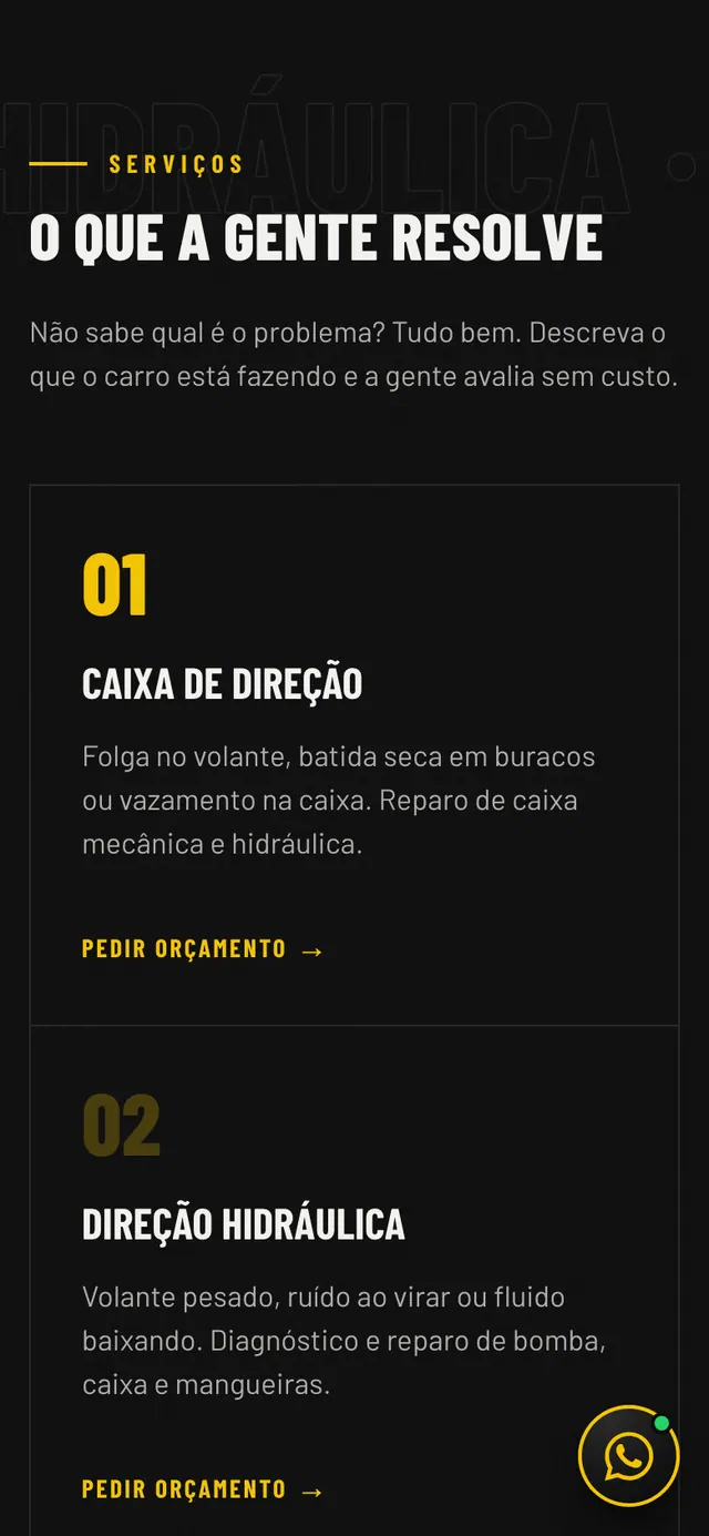Casa da Direção: seção de serviços do site no celular