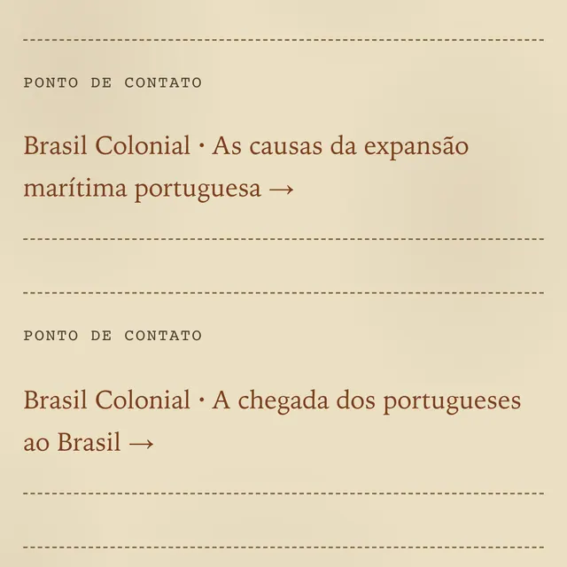 História Verso: contact points linking a World History article to the Brazilian History track on the website on mobile