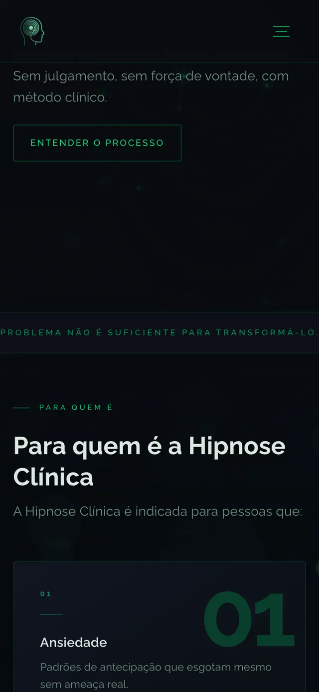José Luís Hipnose Clínica: abertura do site rolada no celular