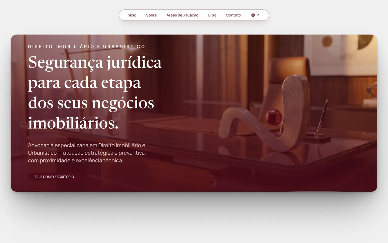 Nunes Oliveira Valença Advocacia: tela inicial do site no desktop
